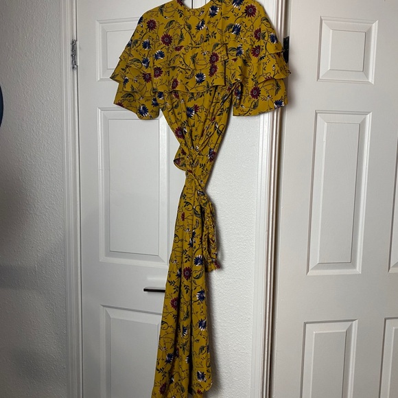 Misa Los Angeles Yasaman Wrap Dress Yellow Large - Picture 4 of 8